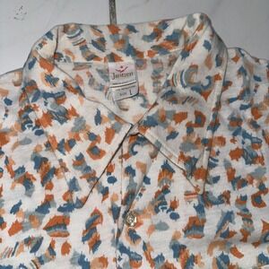 Vintage 60s 70s Jantzen Dagger Collar Disco Knit Shirt Psychedelic White L 20x29